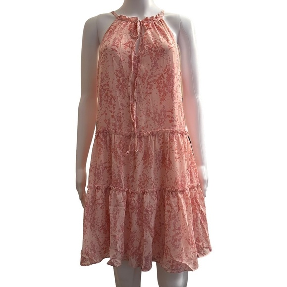 Anthropologie Drew Women's Size S Pink/Floral Mini Tiered Halter Neck Dress NEW - Picture 14 of 16